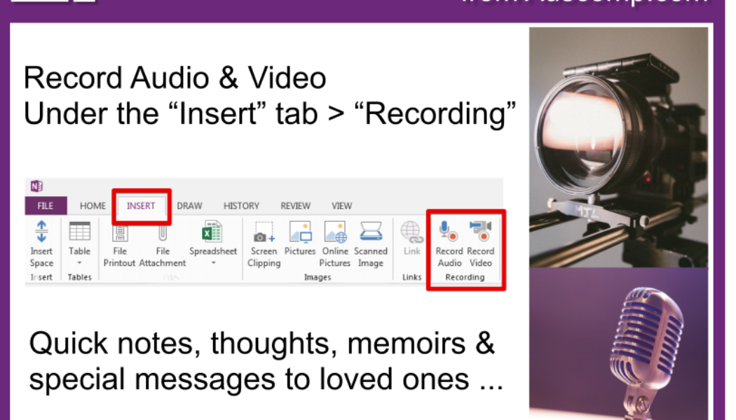 Tips & Tricks for OneNote users: Record Audio notes, Video & images in your MS One Note. Please pin.