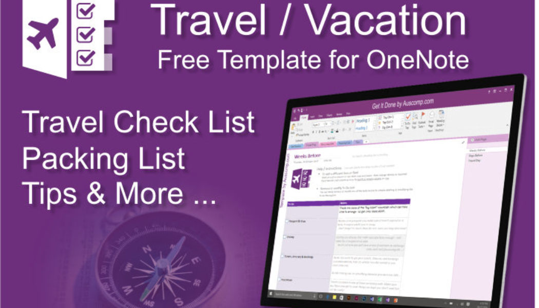 Travel agent promote this free Travel Checklist for MS OneNote to your customers.