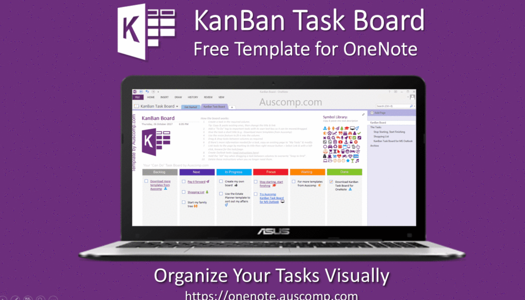 You can visualize your #tasks in an easy to use #kanban #board for #onenote.