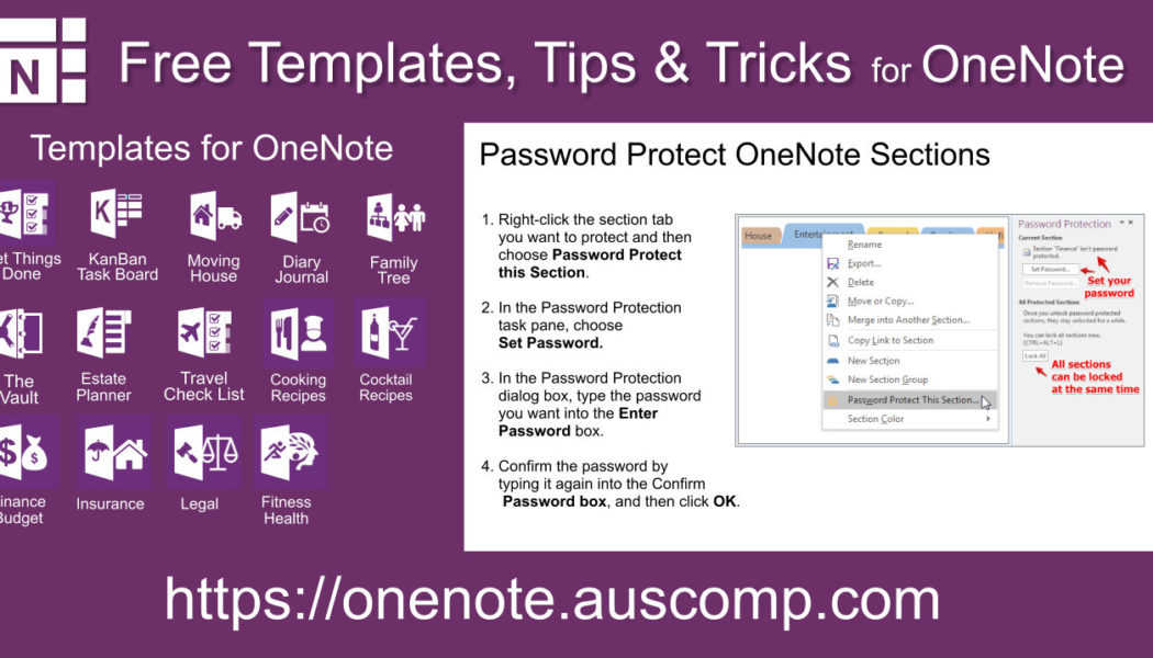 Tips and Tricks for OneNote users: Password protect notebook sections. Please share.