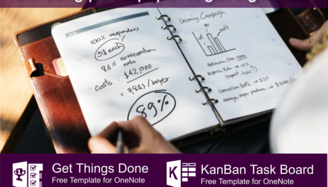 Replace pen and paper with this KanBan Task Board & GTD template for OneNote.