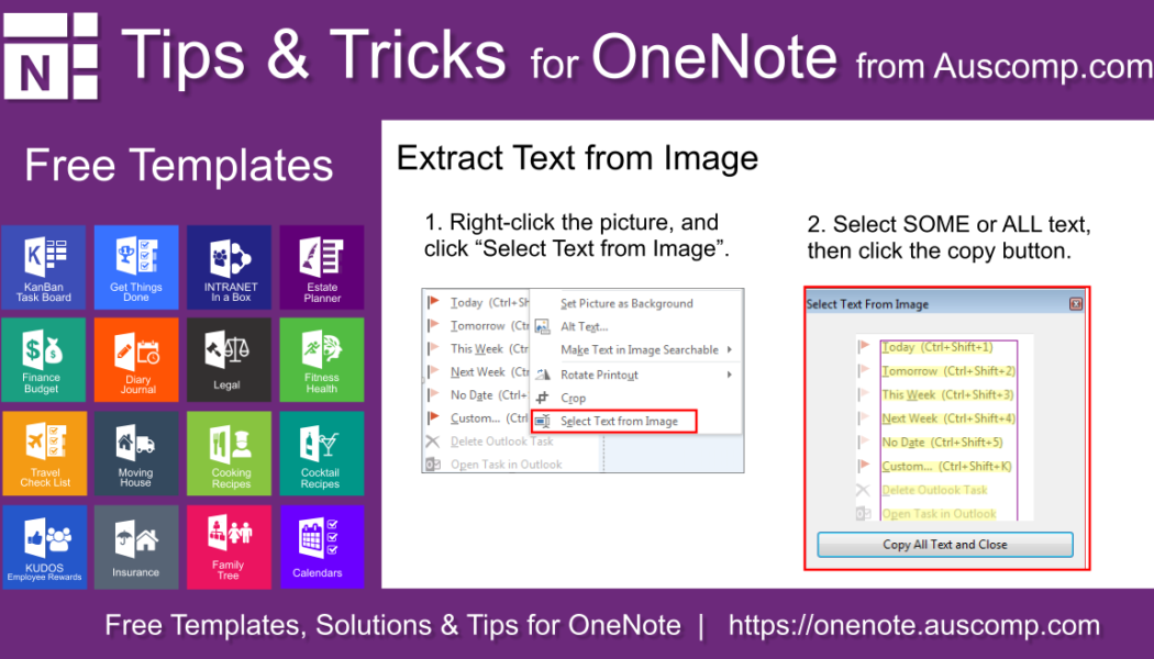 Tips and Tricks for OneNote users: MS OneNote can extract most text shown in pictures.