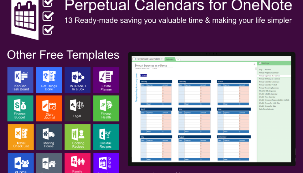 Collection of perpetual calendars. Ready made for OneNote. Please share.