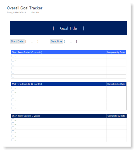 GTD Smart Goals (Overall Goal Tracker) - Templates for OneNote by ...