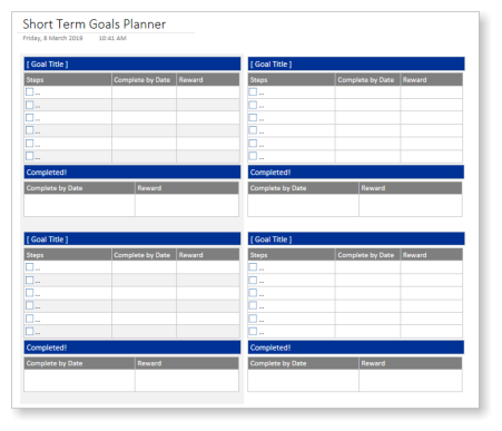 GTD Smart Goals (Short Term Goal Planner) - Templates for OneNote by