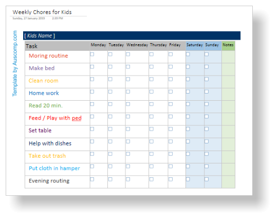 Weekly Chores for Kids