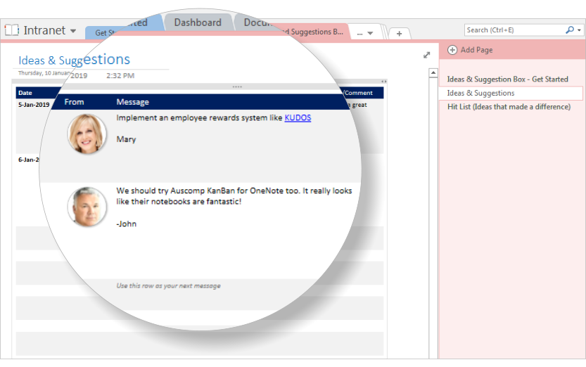 Intranet for OneNote - Ideas