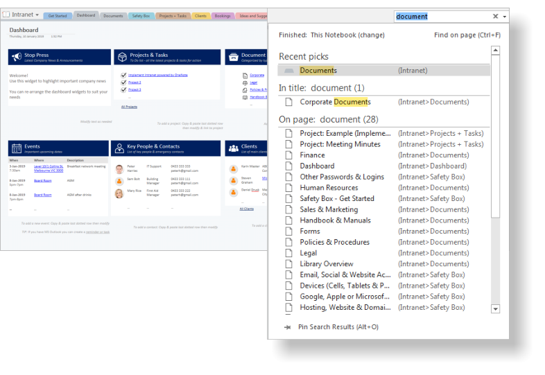 Intranet for OneNote - Power Search