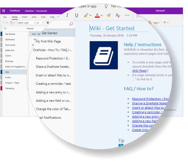 Intranet for OneNote - Wiki