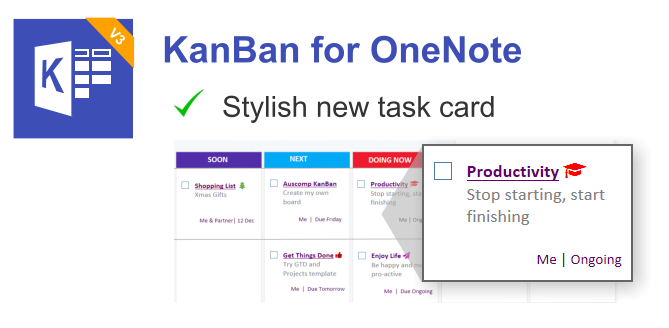 KanBan for OneNote V3 Update