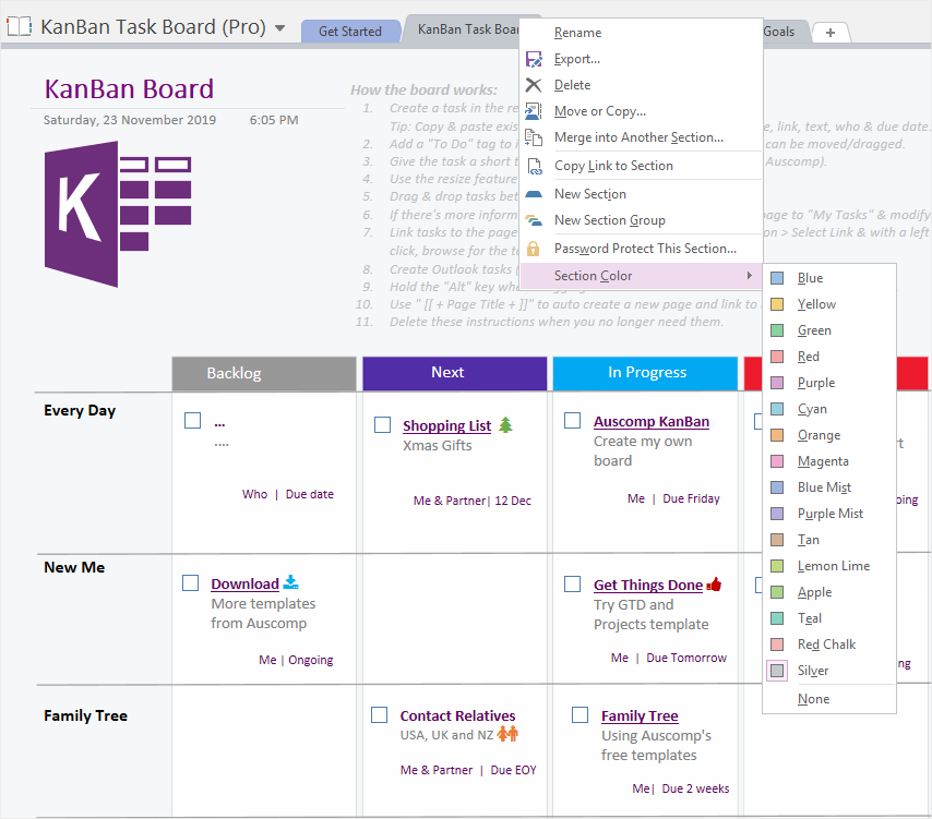 onenote mac templates