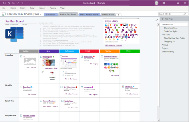 KanBan Task Board for OneNote