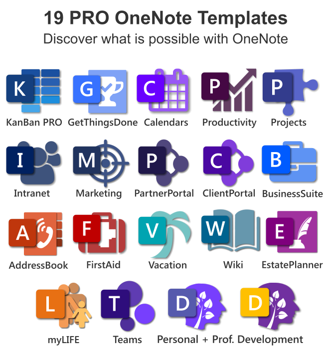 19 PRO OneNote Templates