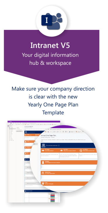 Intranet powered by OneNote V5 now with Yearly OnePage Plan