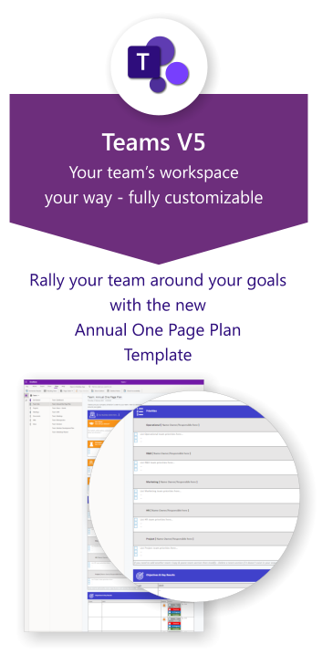 Teams powered by OneNote V5 now with Annual OnePage Plan