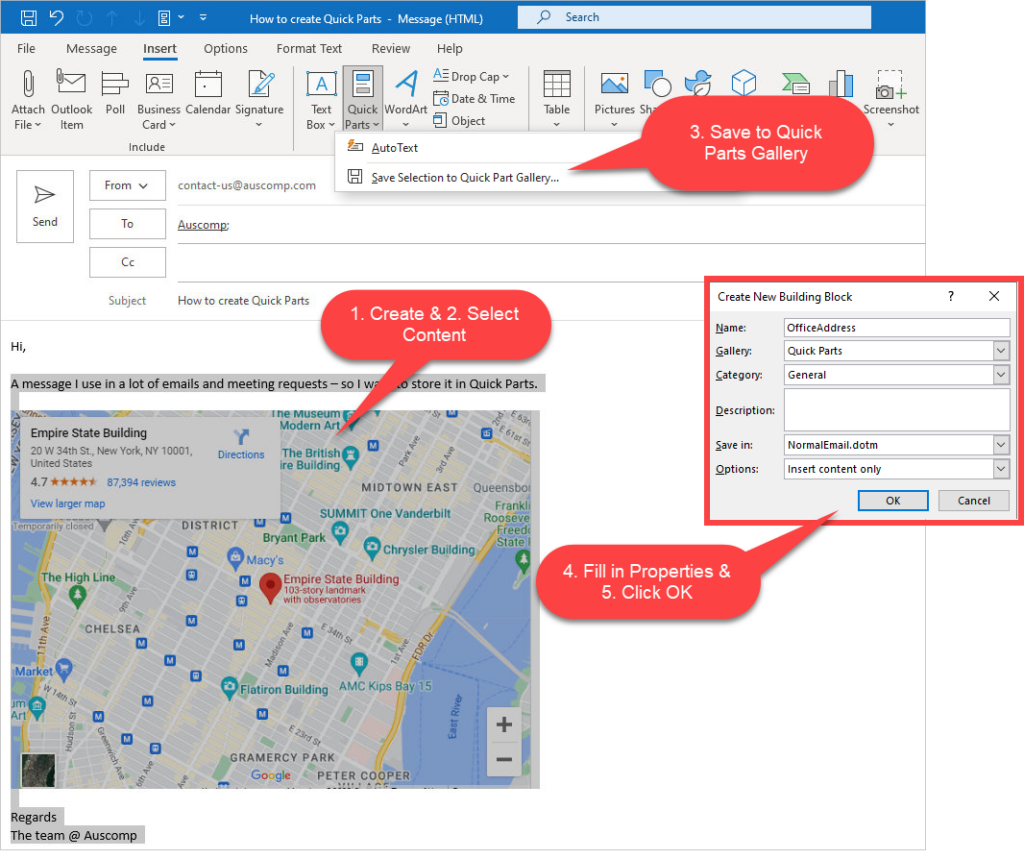 Quick Parts Outlook's & Word's Hidden Gem