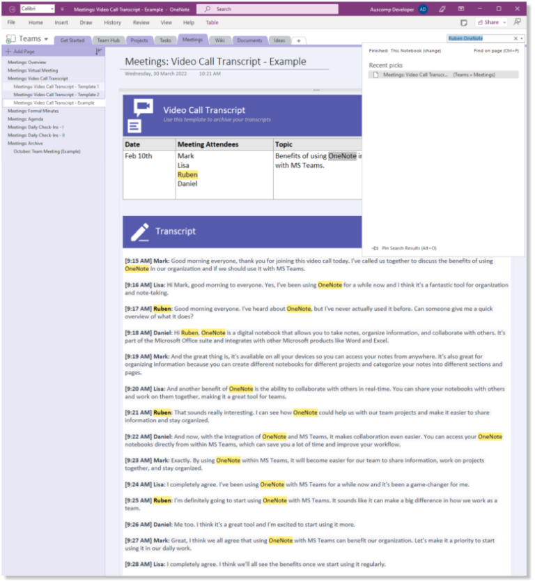 Teams for OneNote - Productivity Solutions by Auscomp.com