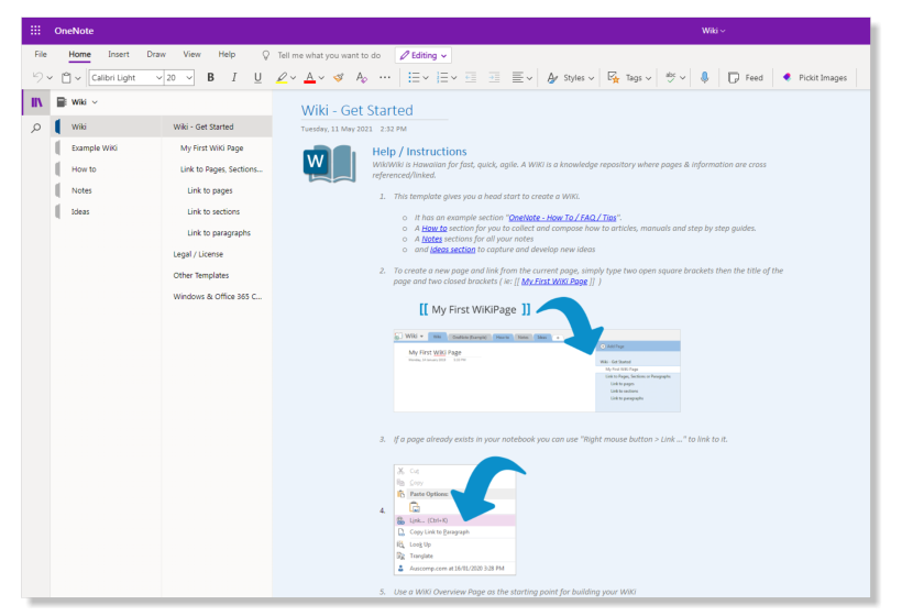 OneNote Wiki Templates